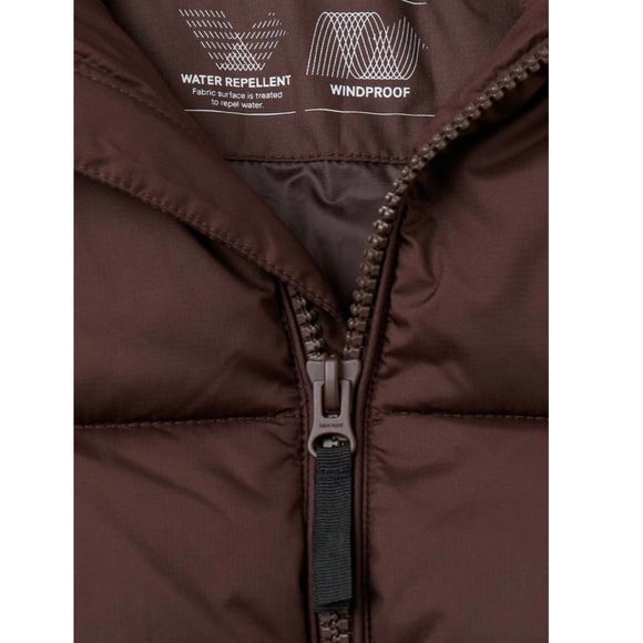 MENS WATER-REPELLENT BROWN STAND COLLAR PUFFER JACKET SIZE MEDIUM - Picture 2 of 5